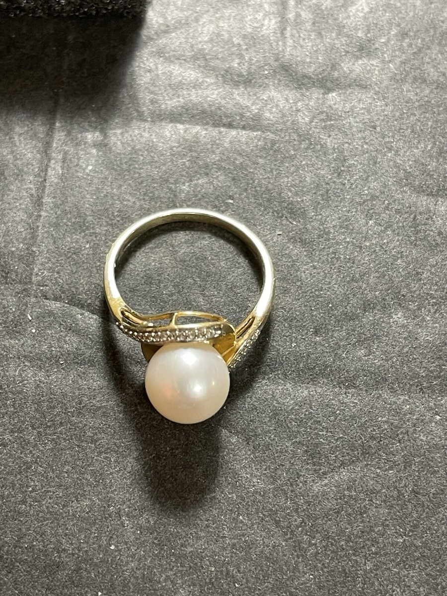 RALPH LAUREN パール リング 指輪 Nice! Ralph Lauren 14K Yellow Gold, Diamonds and Large White