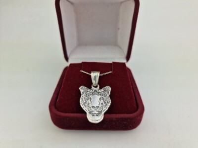 Sterling Silber Tiger Anhänger UK GEPUNZT GARUNTEED + gratis Silberkette