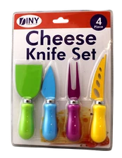 4pc Stainless Steel Cheese Knife Set for Hard & Soft Cheese Gift Set