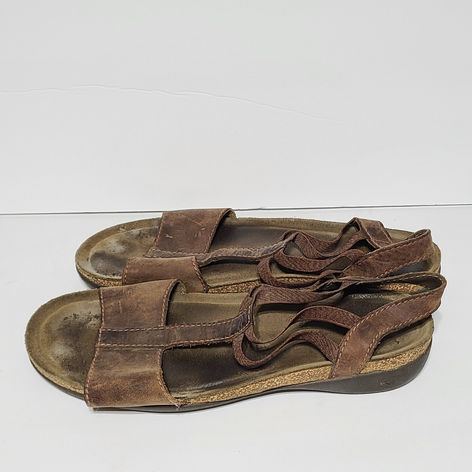 Sandali da donna marroni B12 KEEN taglia 9 5 M cinturino alla caviglia in pelle