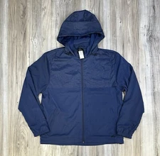 Greg Norman Lab Windbreaker Golf Jacket Hoodie Full Zip G7S25J200 Navy Large New