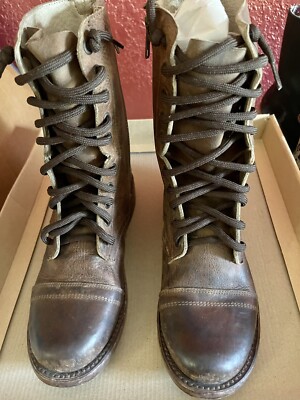 FREEBIRD by Steven CHASE Leather Brown Combat Boots Size 6  display picture 1