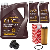 MotoröL Set Mannol 5W-30 7 Liter + ÖLfilter + Schraube FüR Audi A4 Avant A5 2.7