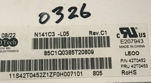 IBM/LENOVO THINKPAD R61 OEM 14.1" MATTE SCREEN W/O INVERTER, 42T0453 - Picture 3 of 3