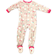 Carter's Snowmen  Candy Canes Footed One Piece Fleece Pajama Full Zip Gray 24M