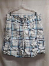 OP Ocean Pacific White With Blue/Green Plaid Swimming Trunks Mens Size Large...