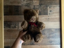 GUND Plush Bear VTG 1983 Stuffed 13" Teddy Collectors Classics Velvet Ribbon Bow