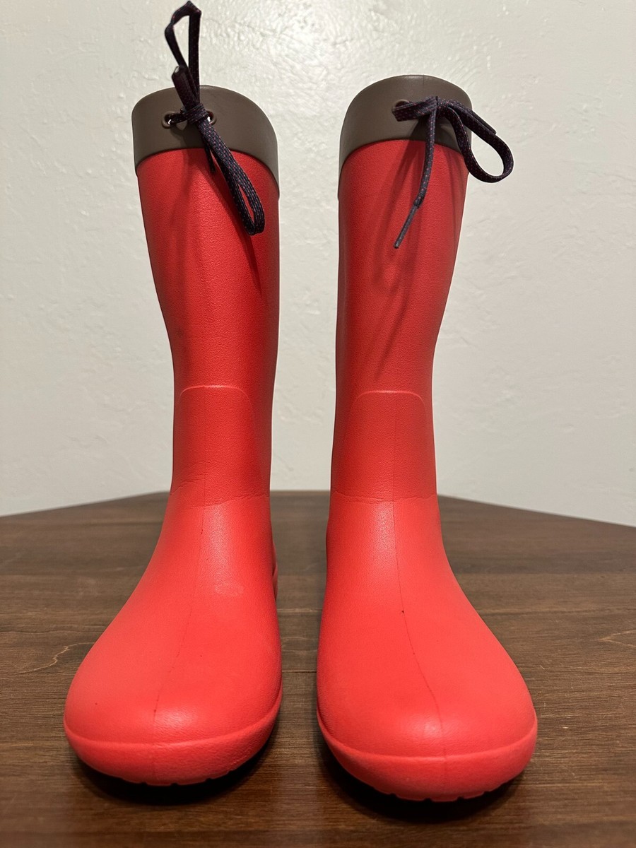 Crocs Freesail Rain Boot 203541-8C1 Flame Red Size W6 Relax