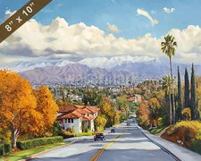 Los Angeles with The Grove oil painting 8x10 Print