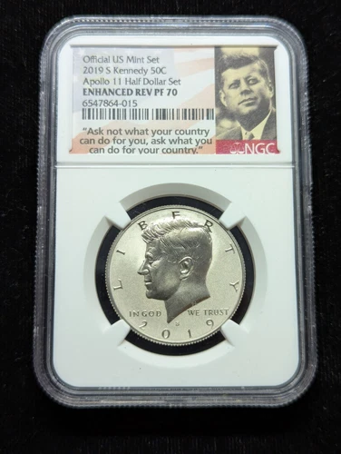 2019 S Reverse Proof Kennedy Half Dollar Apollo 11 NGC PF70 Enhanced Rev PF #042