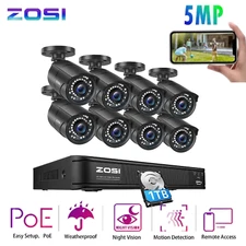 ZOSI 8CH 4K H.265 5MP POE NVR security Camera System Weatherproof Outdoor