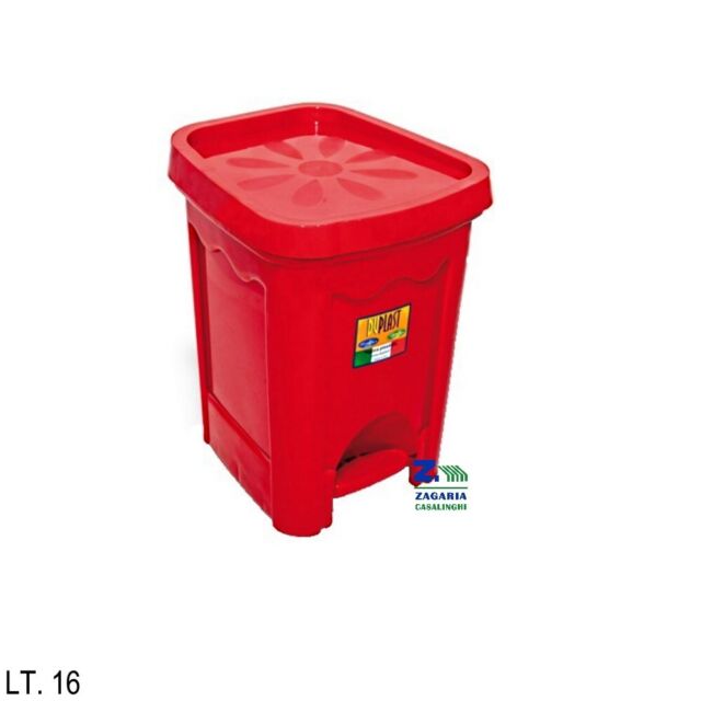 PATTUMIERA A PEDALE MARGHERITA LT. 16 COLORE ROSSO CON SECCHIO ESTRAIBILE PATTUMIERA A PEDALE MARGHERITA LT. 16 COLORE ROSSO CON SECCHIO ESTRAIBILE