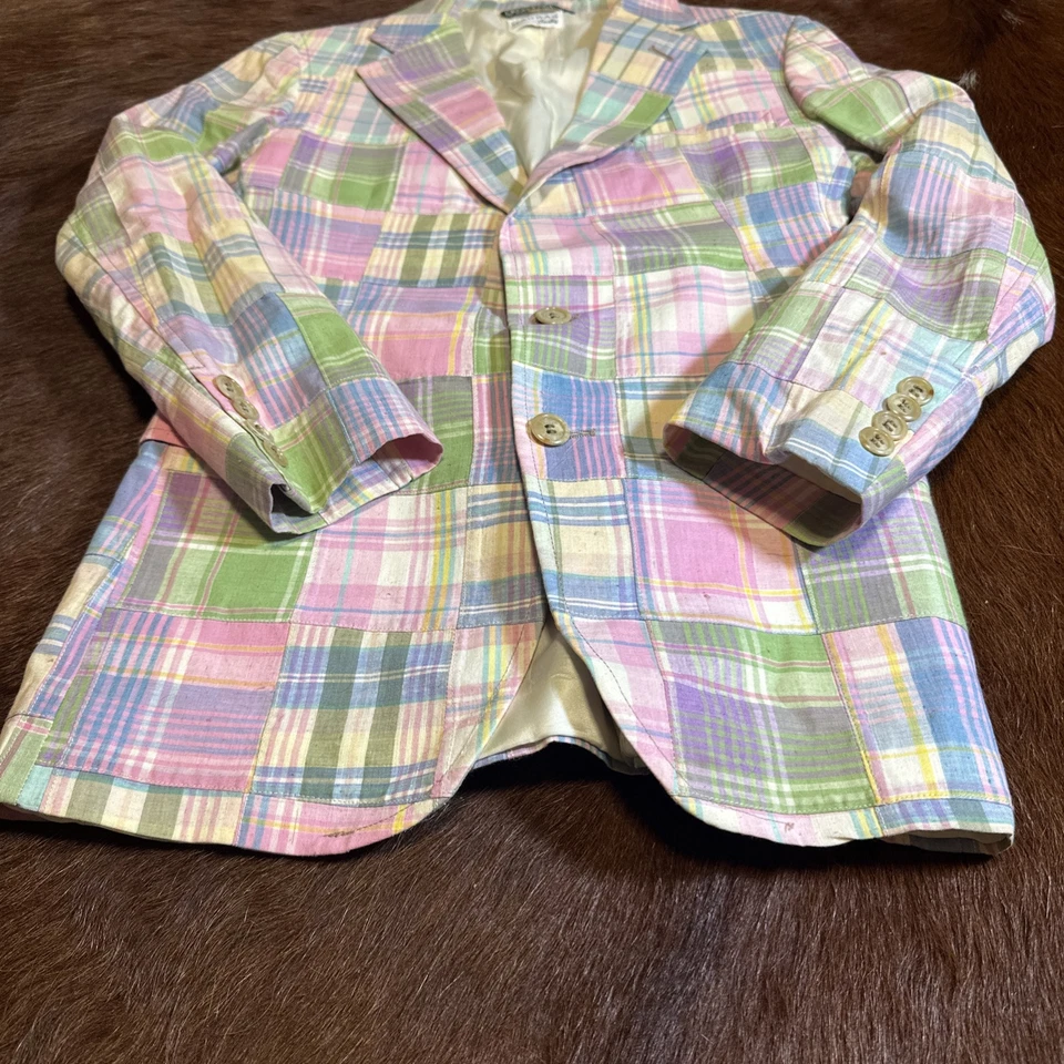 Blazer De Colección Polo Ralph Lauren Para Mujer Madras Cuadros Retazos 16 Usado en Excelente Condición India Union Foto 2 de 4