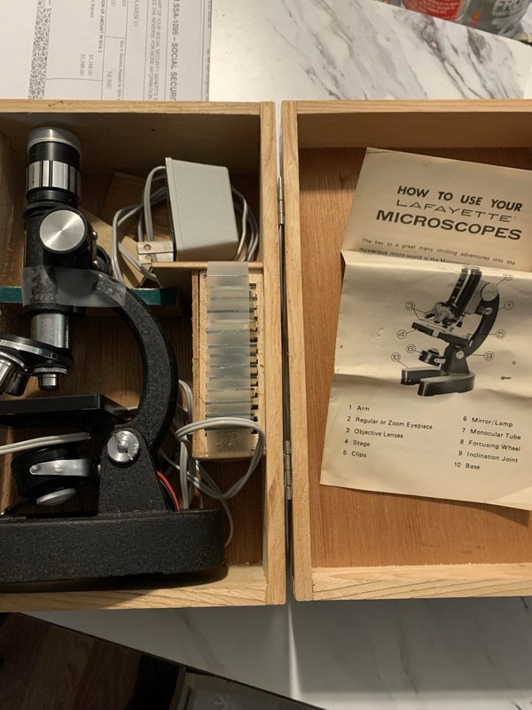 Lafayette Microscope Vintage with slides