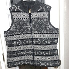 Woolrich Gray and Black 100 Lambswool Full Zip Vest Women  s Size Large