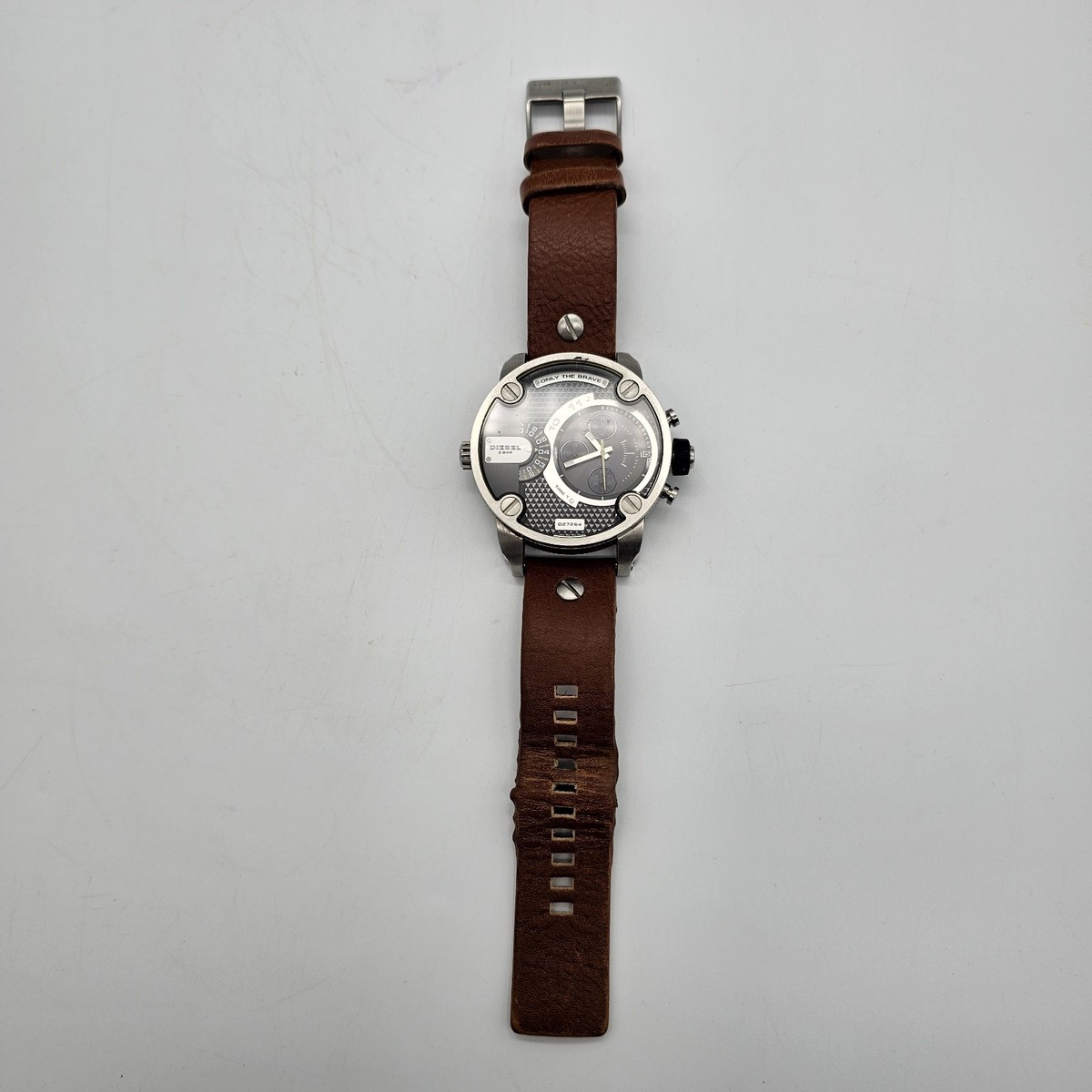 Diesel DZ7264 Dual Time Silver Tone Steel Men's Watch 52mm Brown