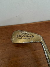 Antique Wright Ditson Accurate St. Andrews Brass Mid Iron Hickory Wood Shaft