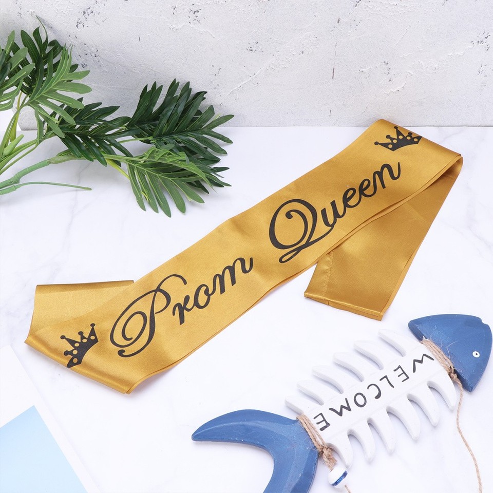2 Pcs Prom King Queen Strap Party Decorations Golden Ribbon Sash | eBay ...