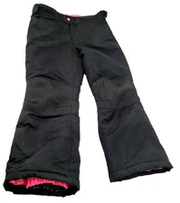 Swiss Tech Kid Ski Snow Pants Girls M 7/8 Black Elastic Legs Adjustable Waist