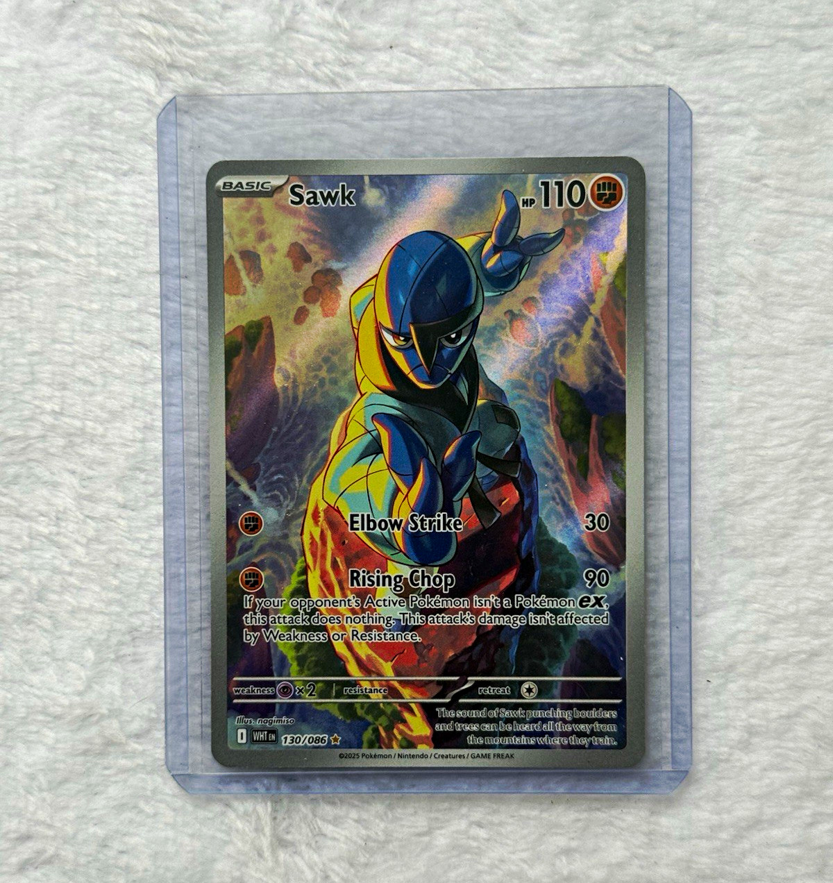 Pokemon Sawk 130/086 Sv: White Flare Illustration Rare Holo 110HP
