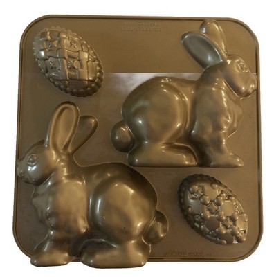 Vintage Nordic Ware 3D Easter Bunny and Egg Cake Pan Cast Aluminum Pre-owned