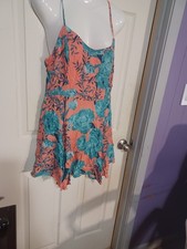 Fashion Nova Coral and Teal Floral Mini Dress