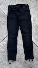Mother Denim Womens Black Looker Ankle Fray Jeans Sz 27