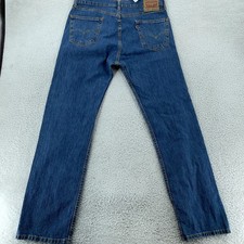 Levi's 505 Jeans Mens 34x32 Blue Medium Wash Denim Straight Leg Zip Fly Red Tab