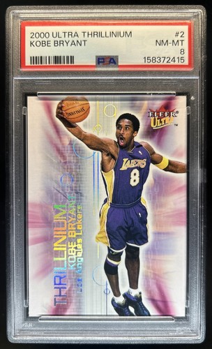2000-01 Fleer Ultra Kobe Bryant Thrillinium #2 T Lakers PSA 8