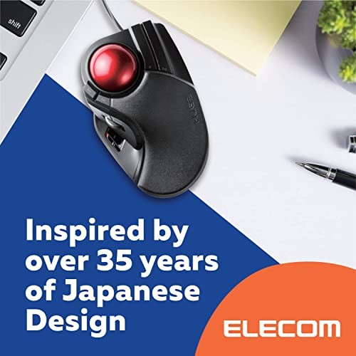 Elecom M-HT1URBK Wired Trackball Mouse Large 8 Buttons Black Japan - Picture 6 of 6