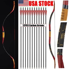 Archery 15-50lbs Traditional Recurve Bow Mongolian Horse Bow Carbon Arrow Target