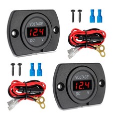2 Pack Red DC 12V-24V Waterproof Car Voltmeter with LED Digital Display Panel