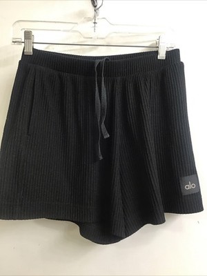 Alo Muse Shorts Ribbed Knit Elastic Waist black Size XS | eBay
