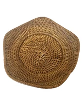 Rattan Decorative Basket Tray Handwoven Purchased In Bali 5.5” Boho Trinket