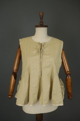 HIGH USE Tan Cotton Sleeveless Crew Neck Tie Front Pullover Blouse Top Size 38
