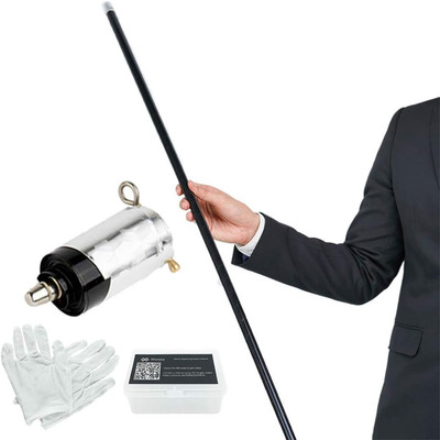 Xfunjoy 43.30''/110Cm Black Magic Appearing Cane Magic Staff with Free Gloves An