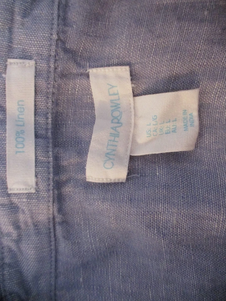 Vestido de lino para mujer Cynthia Rowley talla L manga corta azul Foto 3 de 4