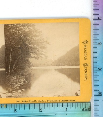 Profile Lake Franconia NH New Hampshire N.W. Pease Stereoview c1865