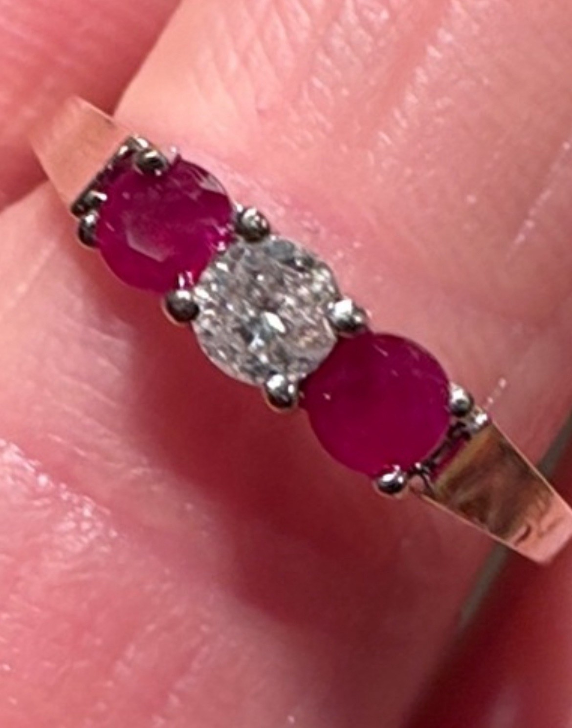 Three Stone Ruby and Diamond Engagement Ring In 1… - image 9