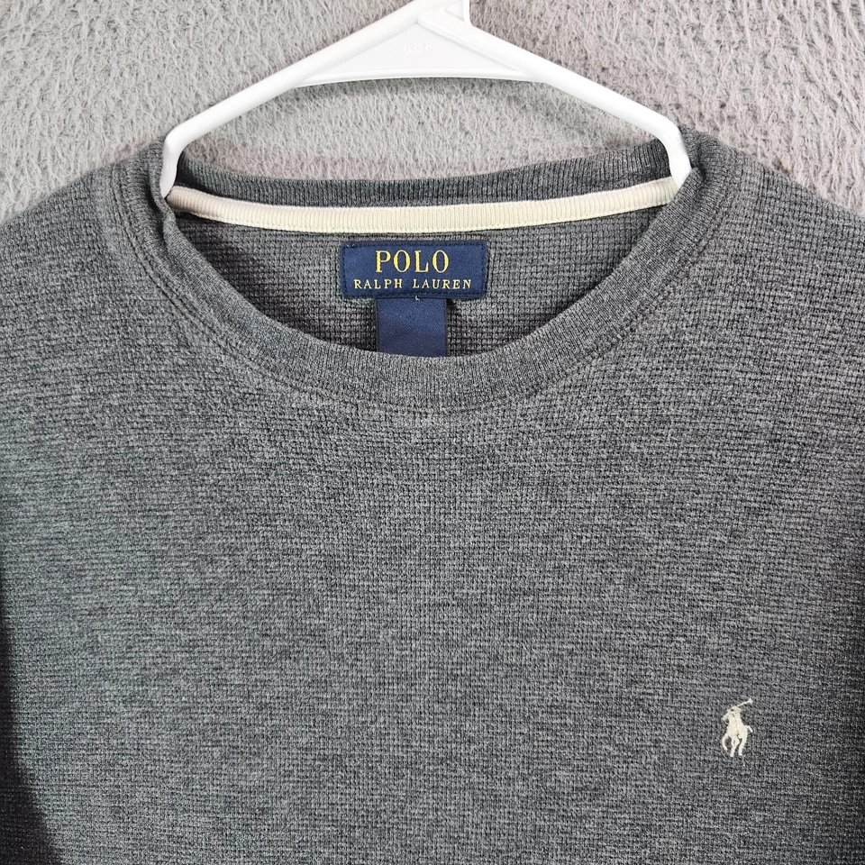 Polo Ralph Lauren Suéter Tejido Gofre Mujer XL Cuello Redondo Térmico Gris Foto 3 de 4