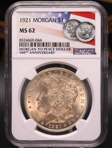 1921 Morgan Dollar NGC MS62 🦅 100th Anniversary Label – 🔥 Lustrous Beauty