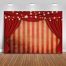 Halloween Circus Backdrop Circus Carnival Red Stripe Curtain Glitter Lights