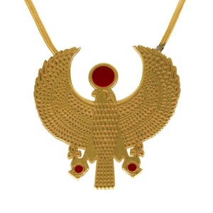 Authentic Vintage 1977 MMA Gold Plated Egyptian God Horus Falcon Pendant Necklace