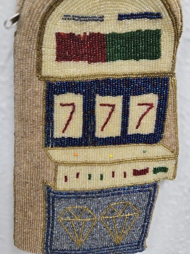 Vintage Reißverschluss Perlen Glücksspielautomat Glücksspiel 777 Geldbörse Las Vegas - Bild 4 von 13