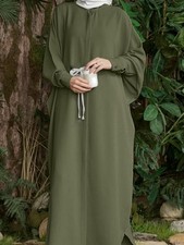 Islamic Women Ramadan Long Dress Batwing Sleeve Abaya Muslim Kaftan Modest Plain