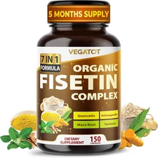 Organic Fisetin Complex 7-In-1 Formula | with Quercetin, Resveratrol, Ashwagandh