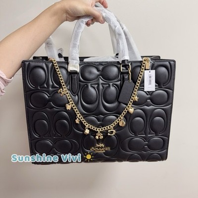 NWT Bundle Coach Large Maggie Tote Bag CY672 Black & CCE78 Long