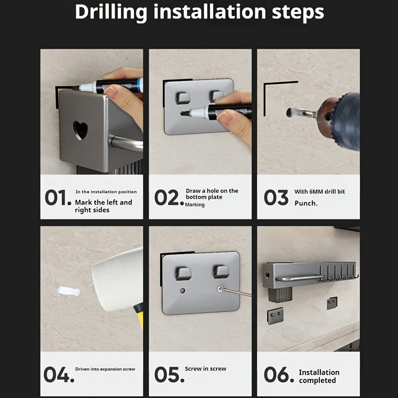 Estante de cocina montado en la pared organizador soporte para cuchillos estante de almacenamiento con 10 ganchos Foto 4 de 4