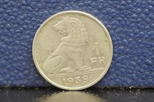 1939 Belgian 1 Franc Coin GC