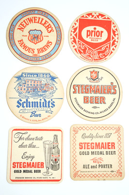 Lot of 6 Diff Vintage Beer Coasters Stegmaier Neuweiler Schmidts Eastern PA (21)
